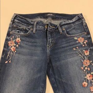 Silver brand embroidered jeans